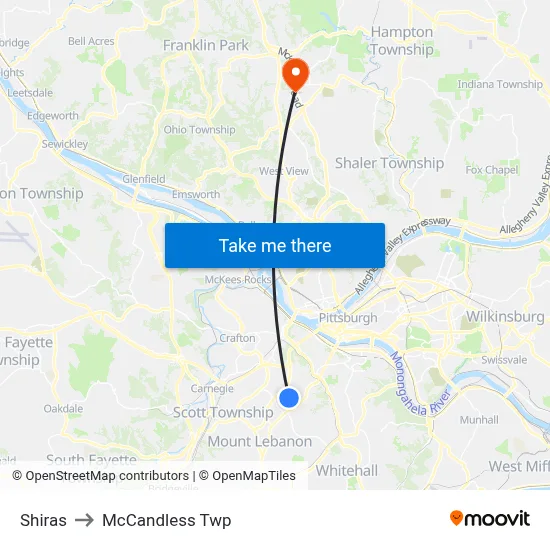Shiras to McCandless Twp map