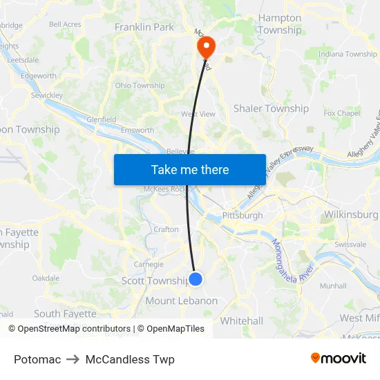 Potomac to McCandless Twp map