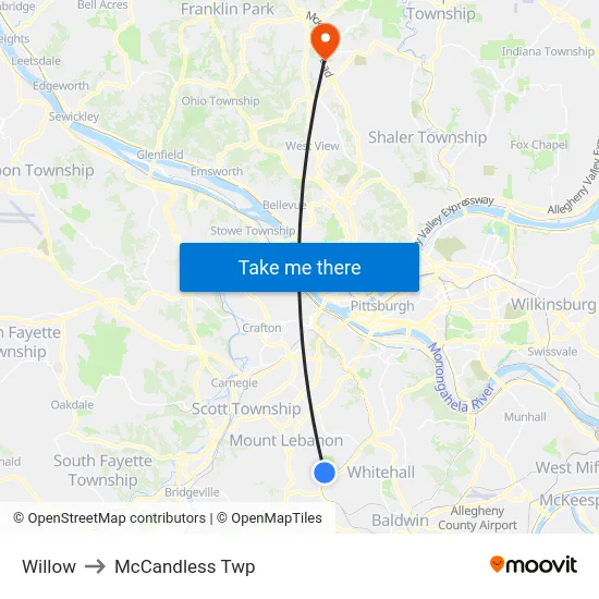 Willow to McCandless Twp map