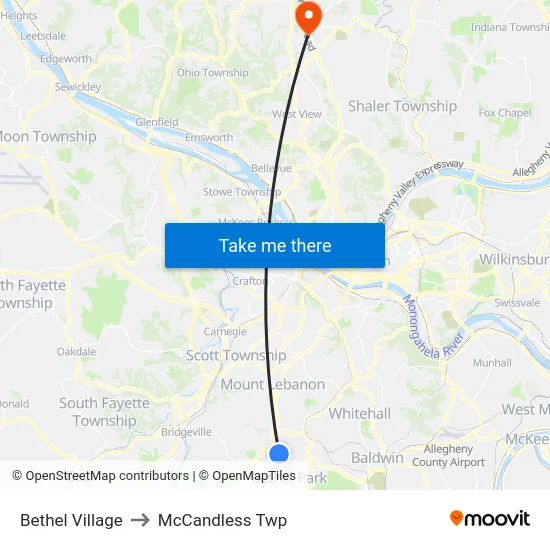 Bethel Village to McCandless Twp map