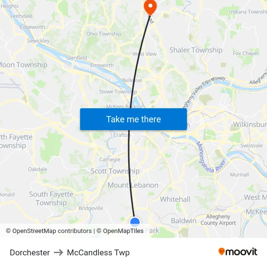 Dorchester to McCandless Twp map