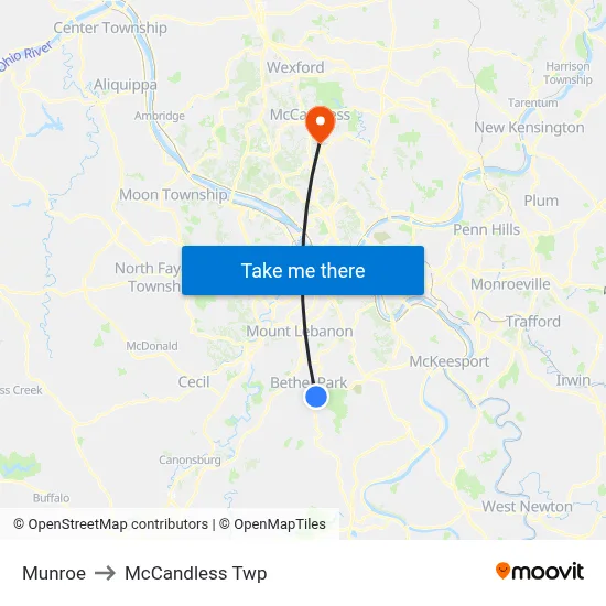 Munroe to McCandless Twp map