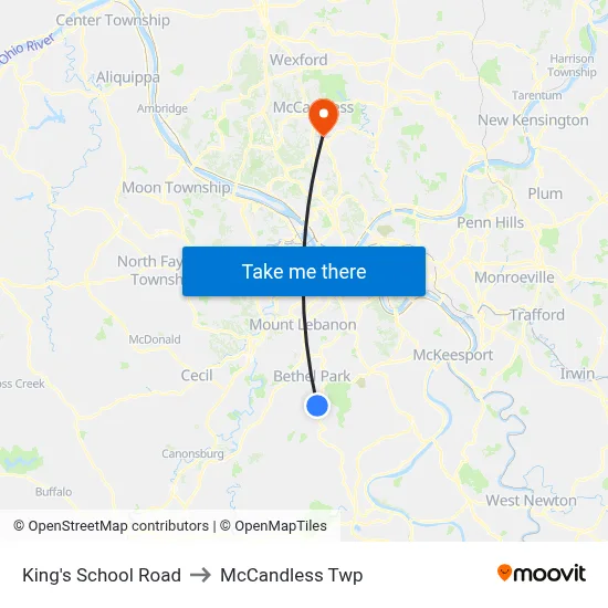 King's School Road to McCandless Twp map