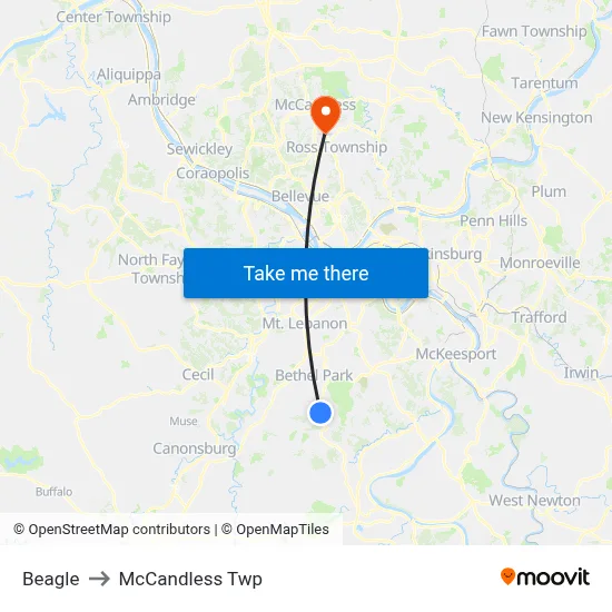 Beagle to McCandless Twp map