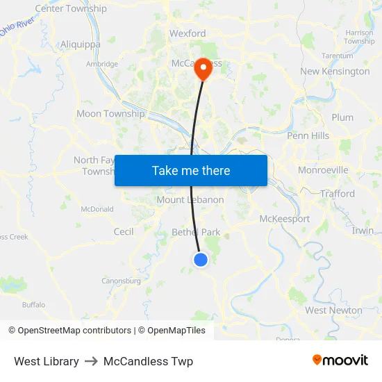 West Library to McCandless Twp map