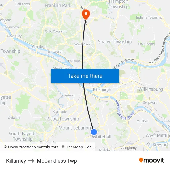 Killarney to McCandless Twp map