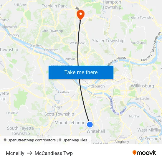 Mcneilly to McCandless Twp map