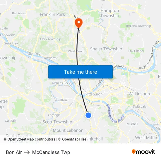Bon Air to McCandless Twp map