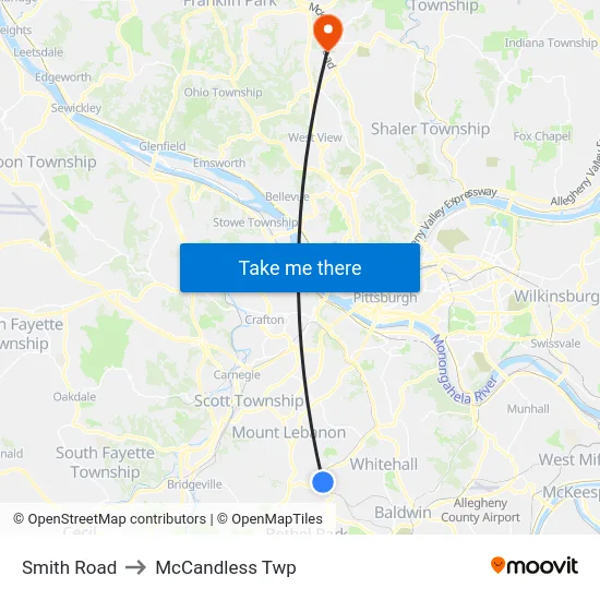 Smith Road to McCandless Twp map