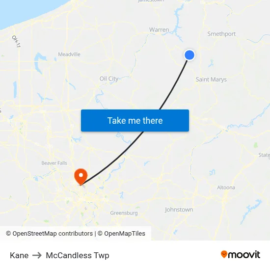 Kane to McCandless Twp map