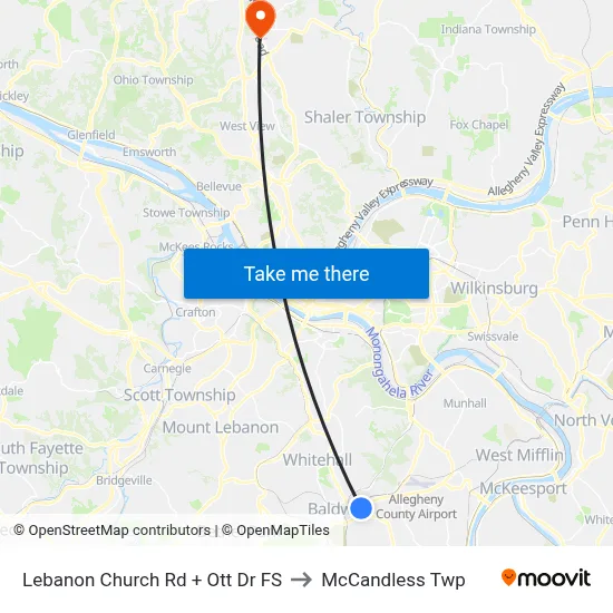 Lebanon Church Rd + Ott Dr FS to McCandless Twp map