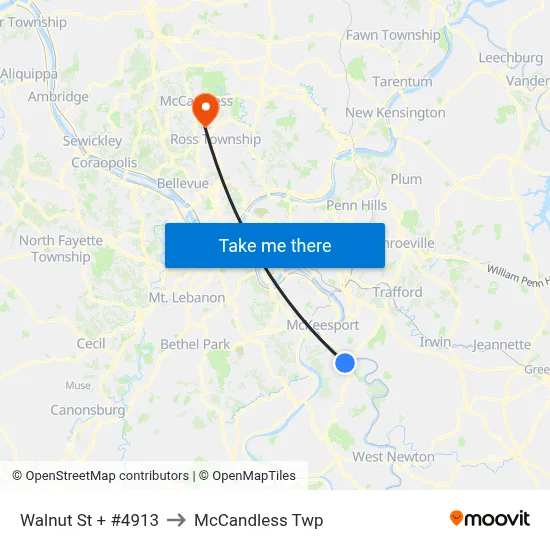 Walnut St + #4913 to McCandless Twp map