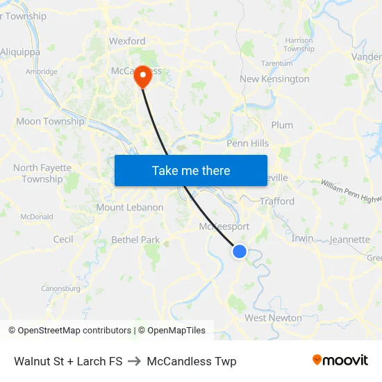 Walnut St + Larch FS to McCandless Twp map