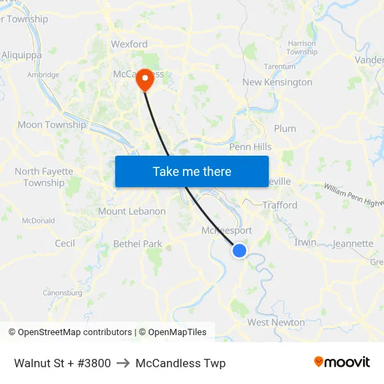 Walnut St + #3800 to McCandless Twp map