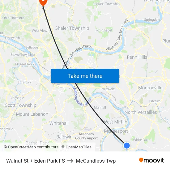 Walnut St + Eden Park FS to McCandless Twp map