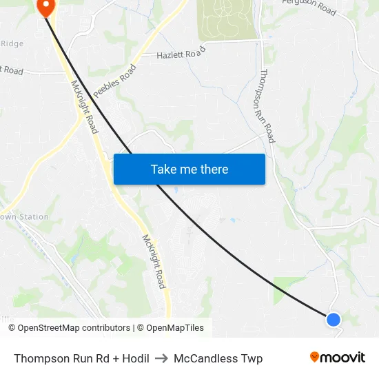 Thompson Run Rd + Hodil to McCandless Twp map