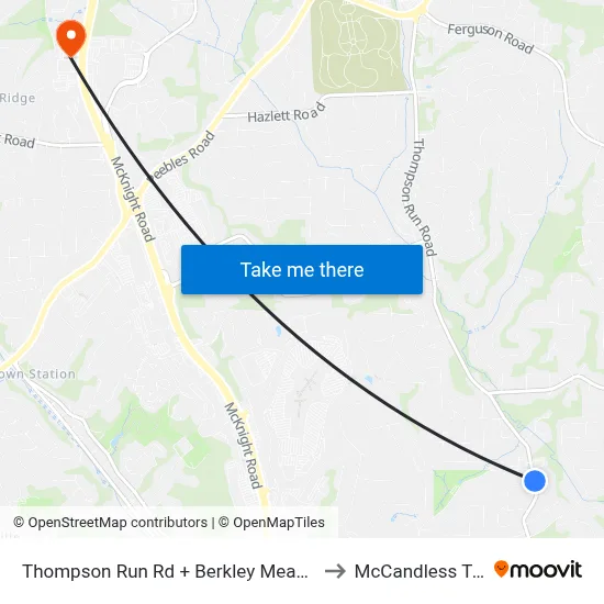 Thompson Run Rd + Berkley Meadows to McCandless Twp map
