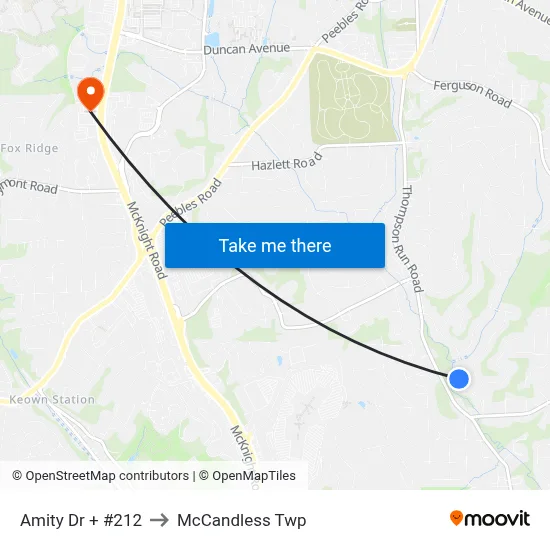 Amity Dr + #212 to McCandless Twp map