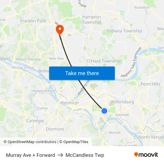 Murray Ave + Forward to McCandless Twp map