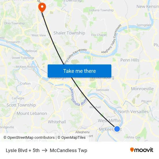 Lysle Blvd + 5th to McCandless Twp map