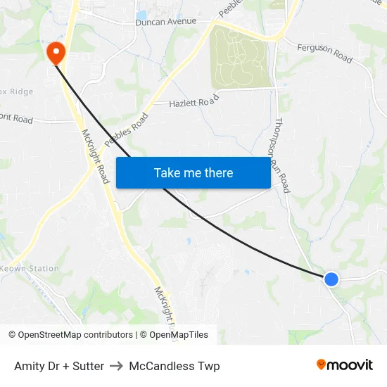 Amity Dr + Sutter to McCandless Twp map