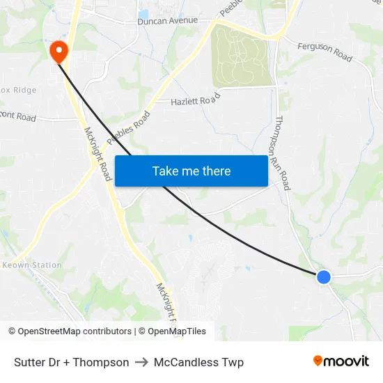Sutter Dr + Thompson to McCandless Twp map