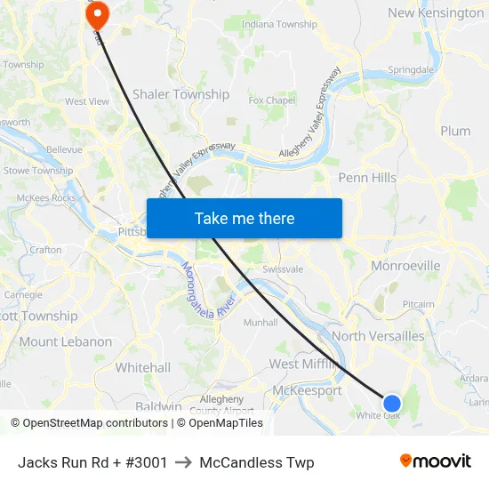 Jacks Run Rd + #3001 to McCandless Twp map