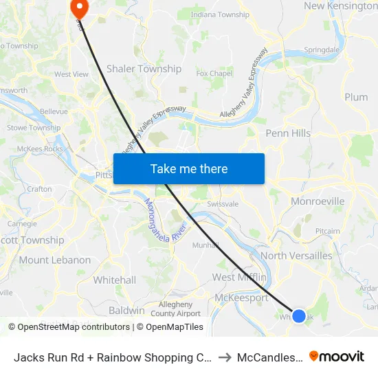 Jacks Run Rd + Rainbow Shopping Center Entrance to McCandless Twp map