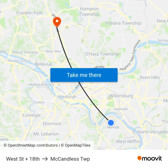 West St + 18th to McCandless Twp map