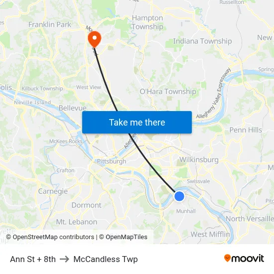 Ann St + 8th to McCandless Twp map
