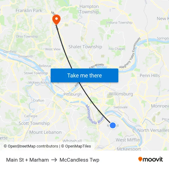 Main St + Marham to McCandless Twp map