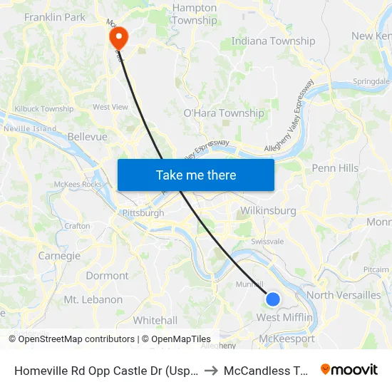Homeville Rd Opp Castle Dr (Usps) to McCandless Twp map