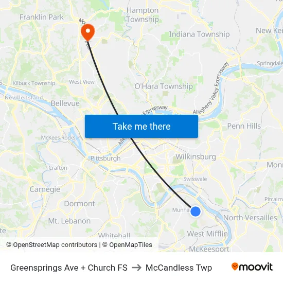 Greensprings Ave + Church FS to McCandless Twp map