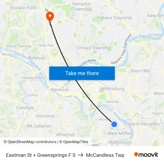 Eastman St + Greensprings F S to McCandless Twp map