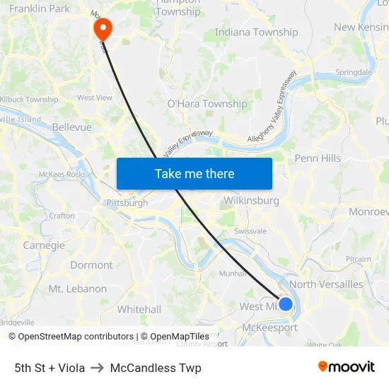 5th St + Viola to McCandless Twp map