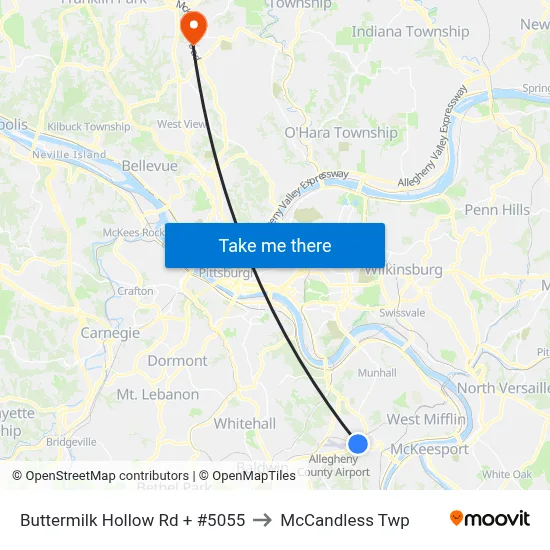 Buttermilk Hollow Rd + #5055 to McCandless Twp map