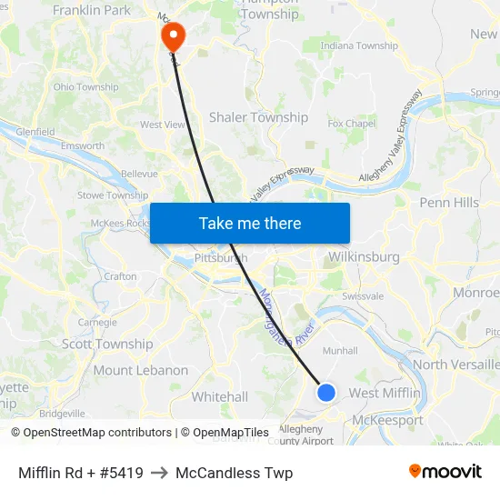Mifflin Rd + #5419 to McCandless Twp map