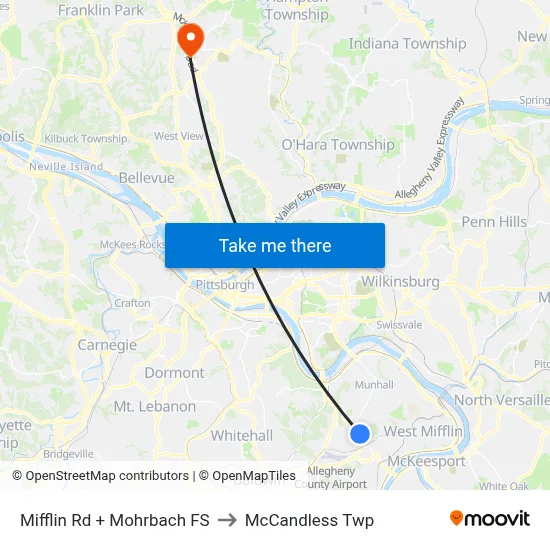 Mifflin Rd + Mohrbach FS to McCandless Twp map
