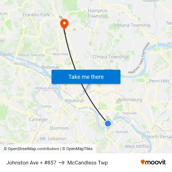 Johnston Ave + #857 to McCandless Twp map