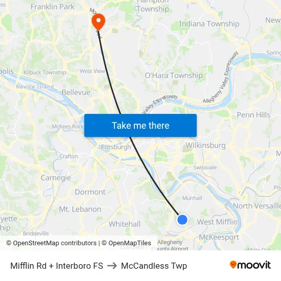 Mifflin Rd + Interboro FS to McCandless Twp map