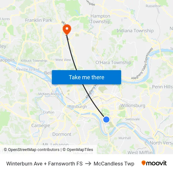 Winterburn Ave + Farnsworth FS to McCandless Twp map