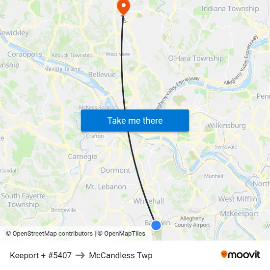 Keeport + #5407 to McCandless Twp map
