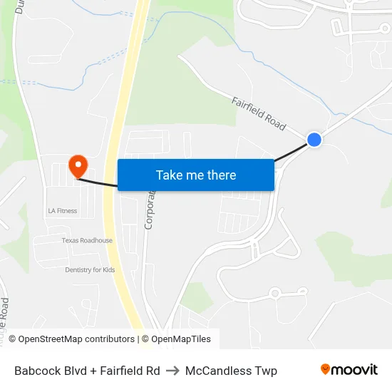 Babcock Blvd + Fairfield Rd to McCandless Twp map