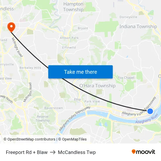 Freeport Rd + Blaw to McCandless Twp map