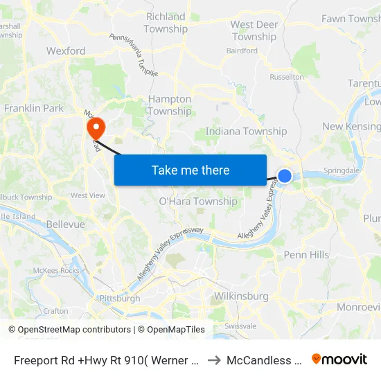 Freeport Rd +Hwy Rt 910( Werner Camp) to McCandless Twp map