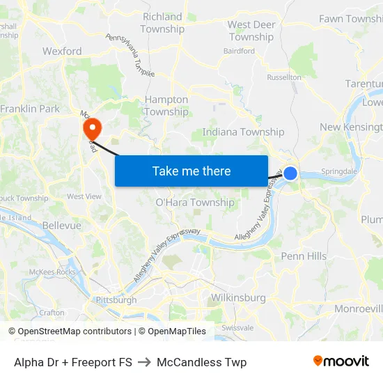 Alpha Dr + Freeport FS to McCandless Twp map