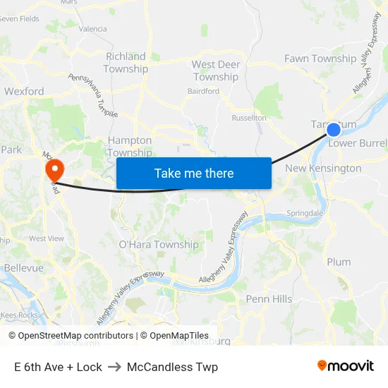 E 6th Ave + Lock to McCandless Twp map