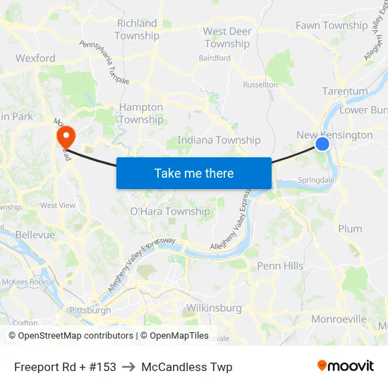 Freeport Rd + #153 to McCandless Twp map