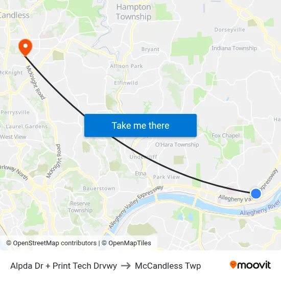 Alpda Dr + Print Tech Drvwy to McCandless Twp map