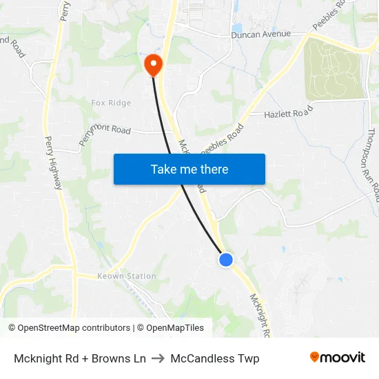 Mcknight Rd + Browns Ln to McCandless Twp map